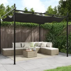vidaXL Pergola med infällbart tak antracit 295x292x230 cm