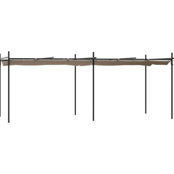 Pergola med infällbart tak taupe 589x292x230 cm Valvbågar, Spaljéer, Bersåer & Pergolor