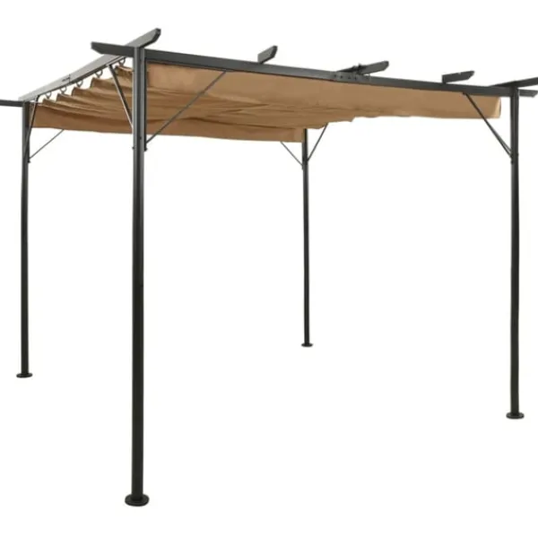 vidaXL Pergola med infällbart tak taupe 3x3 m stål 180 g/m²