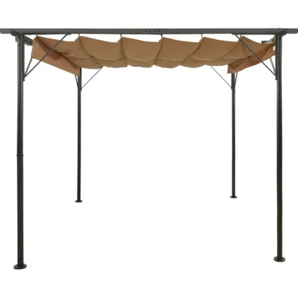 vidaXL Pergola med infällbart tak taupe 3x3 m stål 180 g/m²