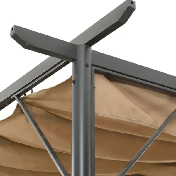 vidaXL Pergola med infällbart tak taupe 3x3 m stål 180 g/m²