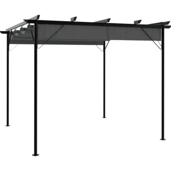 vidaXL Pergola med infällbart tak antracit 3x3 m stål 180 g/m²