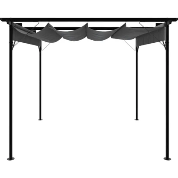 vidaXL Pergola med infällbart tak antracit 3x3 m stål 180 g/m²