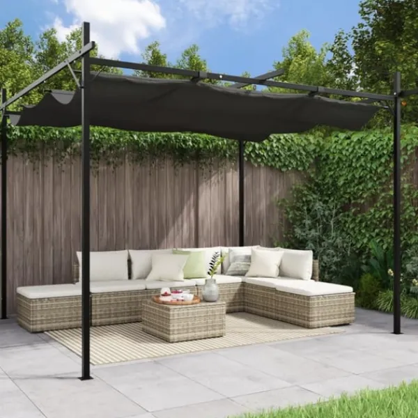 vidaXL Pergola med infällbart tak antracit 295x292x230 cm