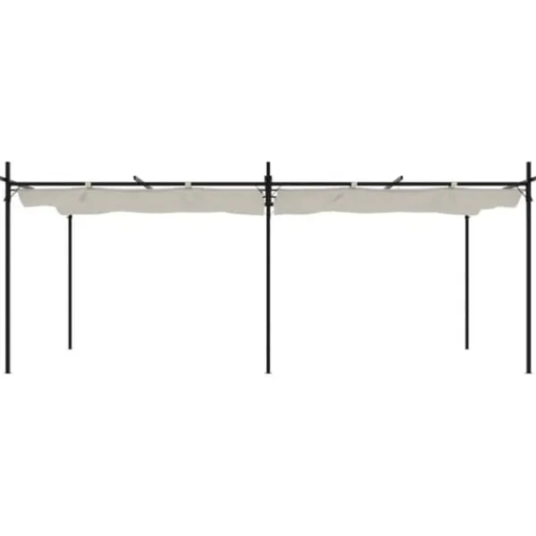 Pergola med infällbart tak | Färg: Gräddvit | Storlek: 589x292x230 cm
