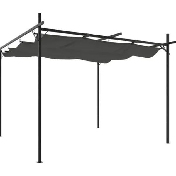 Discount Pergola med infällbart tak - Utomhusmöbel för middagar och fester | Färg: Antracit | Storlek: 295x292x230 cm Valvbågar, Spaljéer, Bersåer & Pergolor