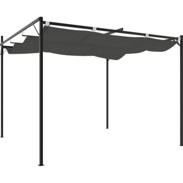 Discount Pergola med infällbart tak - Utomhusmöbel för middagar och fester | Färg: Antracit | Storlek: 295x292x230 cm Valvbågar, Spaljéer, Bersåer & Pergolor