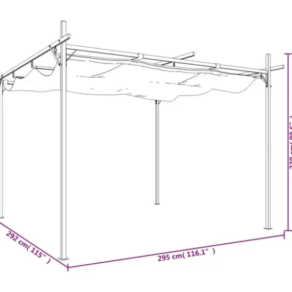 Discount Pergola med infällbart tak - Utomhusmöbel för middagar och fester | Färg: Antracit | Storlek: 295x292x230 cm Valvbågar, Spaljéer, Bersåer & Pergolor