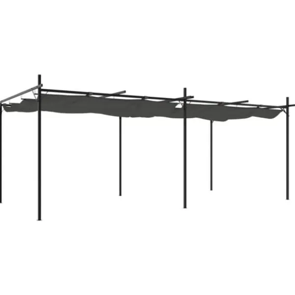 Pergola med infällbart tak antracit 589x292x230 cm Valvbågar, Spaljéer, Bersåer & Pergolor