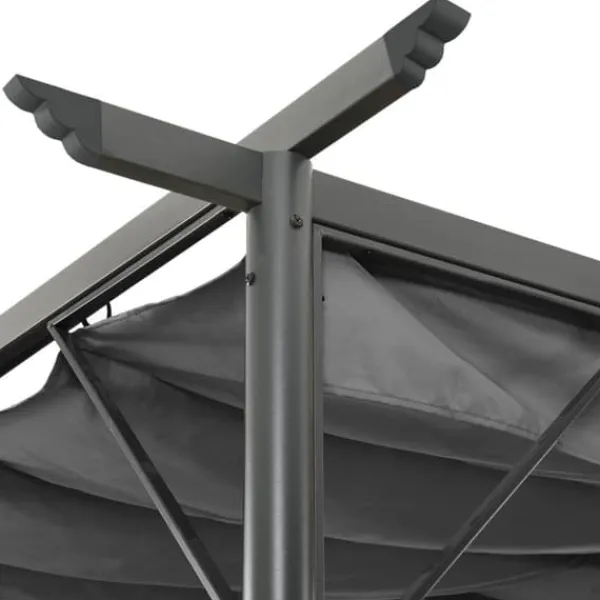 Pergola med infällbart tak - Stål och polyester | Storlek: 3x3 m | Färg: Antracit