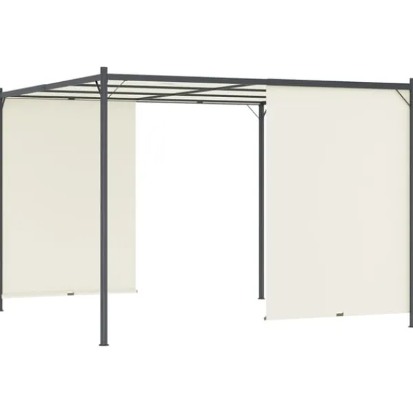 Hot Pergola med justerbart tak gräddvit 3x3 m stål Valvbågar, Spaljéer, Bersåer & Pergolor