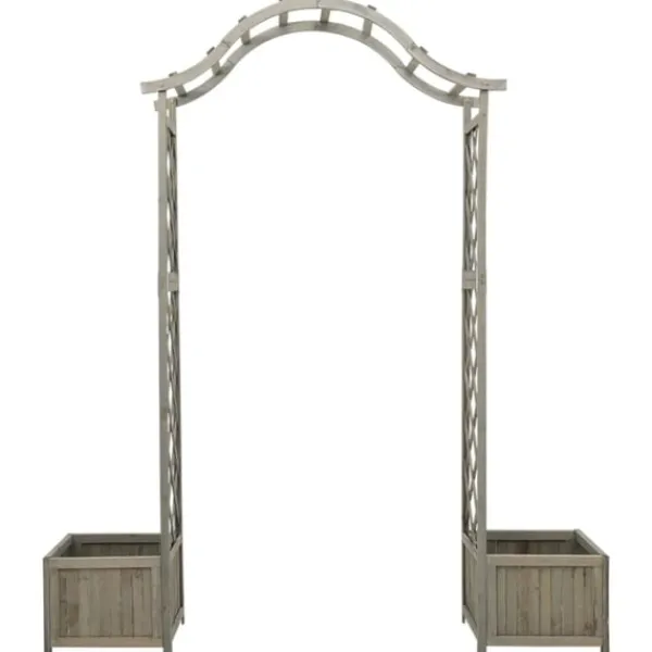Best Pergola med odlingslåda grå massivt granträ Valvbågar, Spaljéer, Bersåer & Pergolor