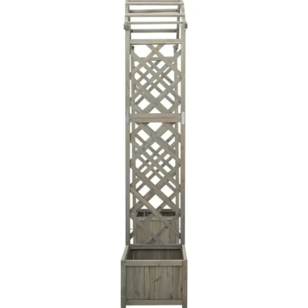 Best Pergola med odlingslåda grå massivt granträ Valvbågar, Spaljéer, Bersåer & Pergolor