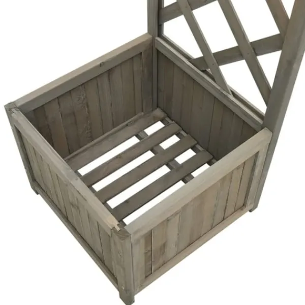 Best Pergola med odlingslåda grå massivt granträ Valvbågar, Spaljéer, Bersåer & Pergolor