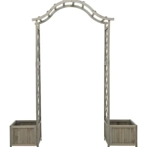Pergola med odlingslåda grå massivt granträ - Pergola - Trädgårdsbåge - Home & Living Valvbågar, Spaljéer, Bersåer & Pergolor