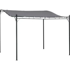 Pergola paviljong 297x297 cm, metall, grå – terrass/balkong Valvbågar, Spaljéer, Bersåer & Pergolor