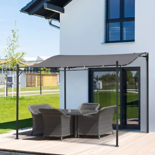 Pergola paviljong 297x297 cm, metall, grå – terrass/balkong