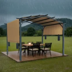 Clearance Pergola, 304,8x304,8x254 cm, Beige, Metall Valvbågar, Spaljéer, Bersåer & Pergolor
