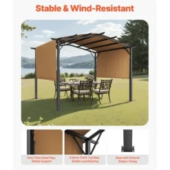 Clearance Pergola, 304,8x304,8x254 cm, Beige, Metall Valvbågar, Spaljéer, Bersåer & Pergolor