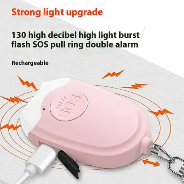 Discount Personlig Alarm Ficklampa Bärbar Självförsvar 130dB Högljudd Varning Nyckelring Säkerhetslampor