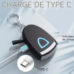 Clearance Personlig larm TD® 3.7V 6x4x2cm bärbar utomhusnyckelringslarm personlig larm med ljus typ C-laddning Brandlarm