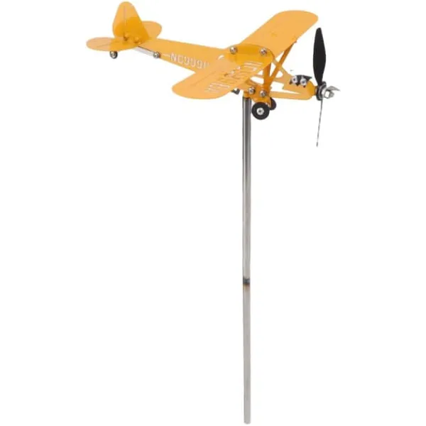 Piper J3 Cub Flygplan Weathervane 3D Metall Flygplan Väderflöjel Utomhus Tak Vindriktningsindikator Trädgårdsdekor Liten