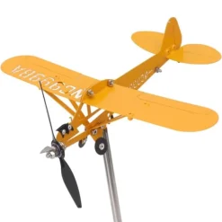 Piper J3 Cub Flygplan Weathervane 3D Metall Flygplan Väderflöjel Utomhus Tak Vindriktningsindikator Trädgårdsdekor Stor