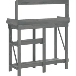 Best Plantbord med hyllor av massivt granträ - Växtbord för trädgård | Färg: Grå | Storlek: [ange storlek] Planteringsbänkar