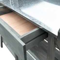 Best Plantbord med hyllor av massivt granträ - Växtbord för trädgård | Färg: Grå | Storlek: [ange storlek] Planteringsbänkar