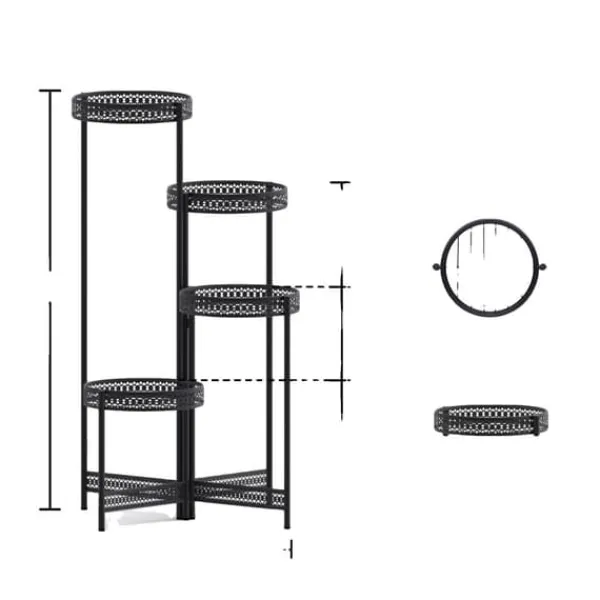 Plantehållare, Modern Minimalistisk, Metall, Svart,4 Lager