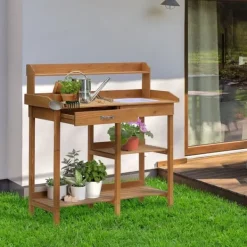Hot Planteringsbord med balja, trä, 112 cm högt – stabilt & väderbeständigt Planteringsbänkar