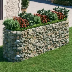 Best Planteringsgabion galvaniserat järn 300x100x100 cm Planteringsbänkar