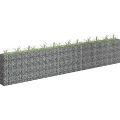 vidaXL Planteringsgabion upphöjd galvaniserat stål 450x30x90 cm