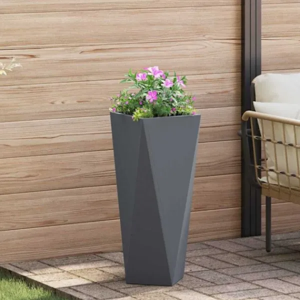 vidaXL Planteringskärl 2 pcs Antracit 30 x 30 x 75 cm Stål