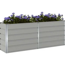 vidaXL Planteringskärl Ljusgrå 480 x 50 x 45 cm Galvaniserat Stål