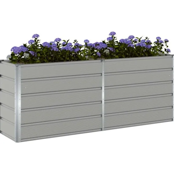 vidaXL Planteringskärl Ljusgrå 480 x 50 x 45 cm Galvaniserat Stål