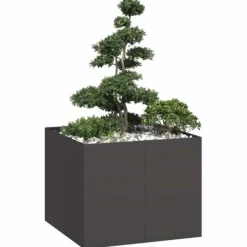 Clearance Planteringskärl svart 100x100x80 cm stål Krukor & Växtbehållare