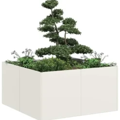 Hot Planteringskärl vit 80x80x40 cm kallvalsat stål Krukor & Växtbehållare