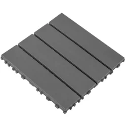 Plastdeckplattor, 44 st, 12"x12" kvadratiska vattentåliga utomhusplattor, för poolside, balkong och trädgård, mörkgrå