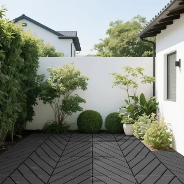 Plastdeckplattor, 44 st, 12"x12" kvadratiska vattentåliga utomhusplattor, för poolside, balkong, trädgård, inomhus- och utomhusbruk, mörkgrå