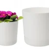 Plastkruka med stativ 13x14,6cm vit matt