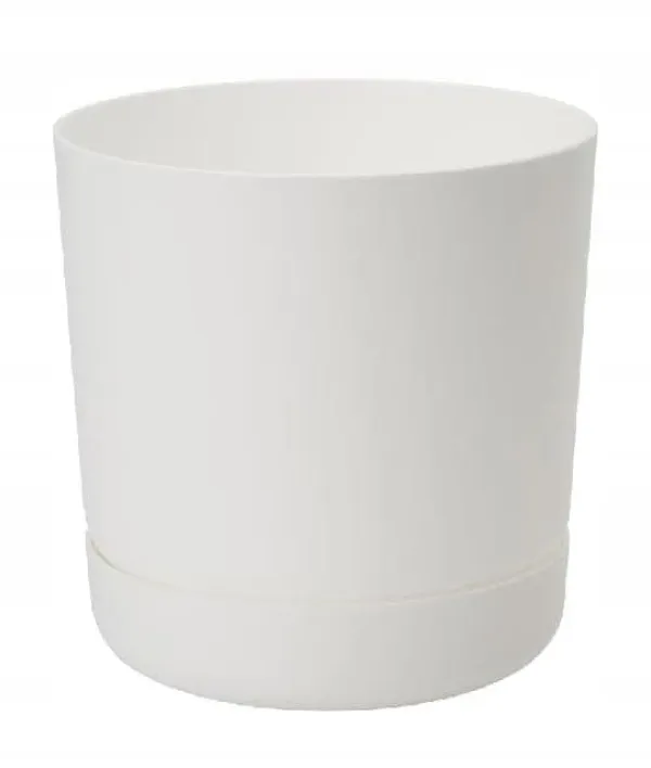 Plastkruka med stativ 13x14,6cm vit matt
