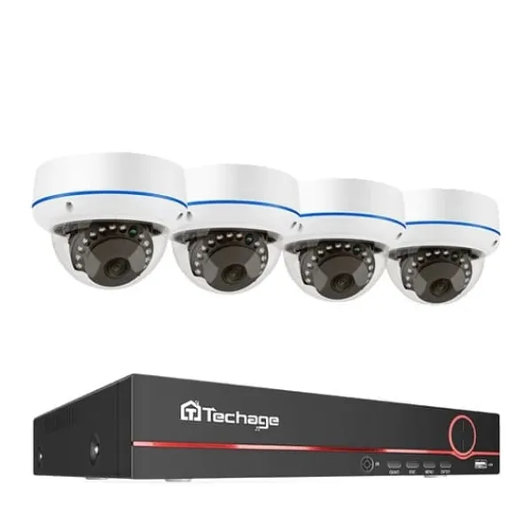 POE NVR CCTV-system, 5MP Inomhus Dome Ljud IP-kamera, Fjärrvideo Säkerhet, , 3T, 8CH NVR and 4 Camera