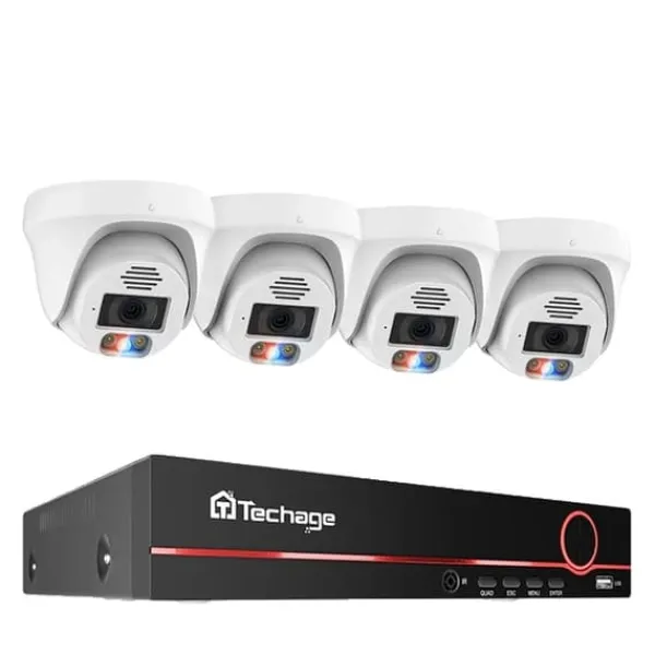 POE Säkerhetskamerasystem, 4K-upplösning, Ansiktsigenkänning, , 3T(户外运动), 8CH 4pcs 8MP Cameras