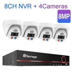 POE Säkerhetskamerasystem, 4K-upplösning, Ansiktsigenkänning, , 3T（户外运动）, 8CH 4pcs 8MP Cameras