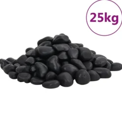Polerad småsten 25 kg - Dekorativ akvarie- och trädgårdssten | Färg: Svart | Storlek: 2-5 cm