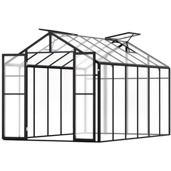Hot Polykarbonatväxthus 8x12 Ft, Utomhus Walk-in Växthus, idealisk för trädgårdsskötsel Växthus
