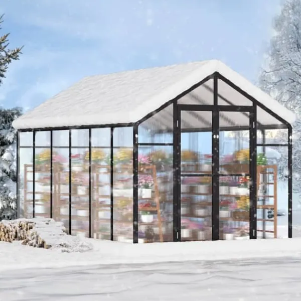 Hot Polykarbonatväxthus 8x12 Ft, Utomhus Walk-in Växthus, idealisk för trädgårdsskötsel Växthus
