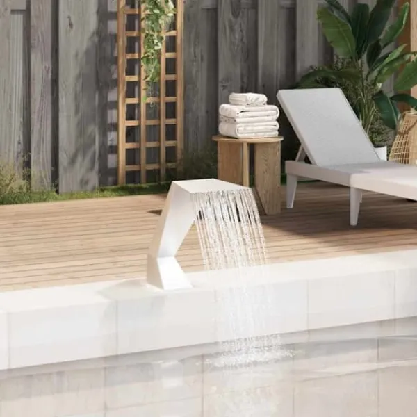 Poolfontän i rostfritt stål - Dekorativ poolaccessoar | Färg: Silver | Storlek: 64x30x52 cm