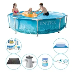 Sale Poolpaket - 7 delar - Intex metallram rund strandsida 305x76 cm Pooler